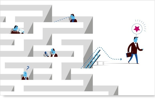 BBVA Corporative Illustration #vector #maze #mauco #sosa #solution #direction #corporate #illustration #blue