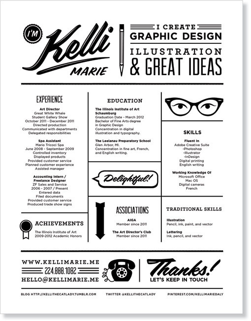 Calculator design idea #437: I love the business card and resume that Kelli Marie created for herself while she was a student.