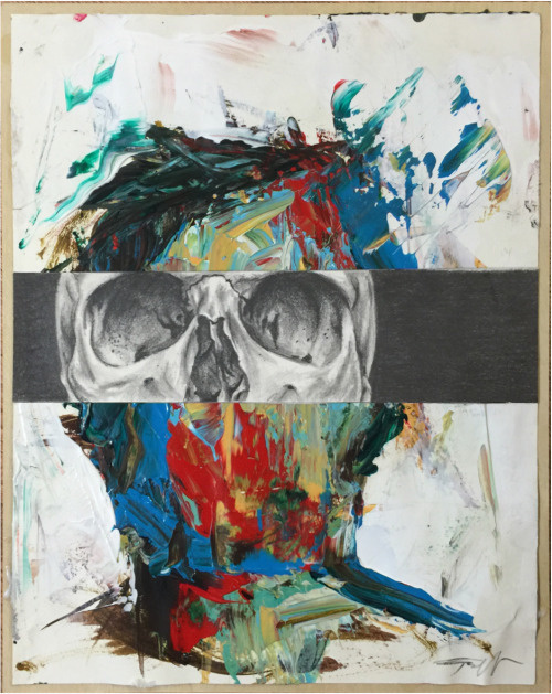 Untitled (Split 1) #art #illustration #painting #graphite #skull #acrylic