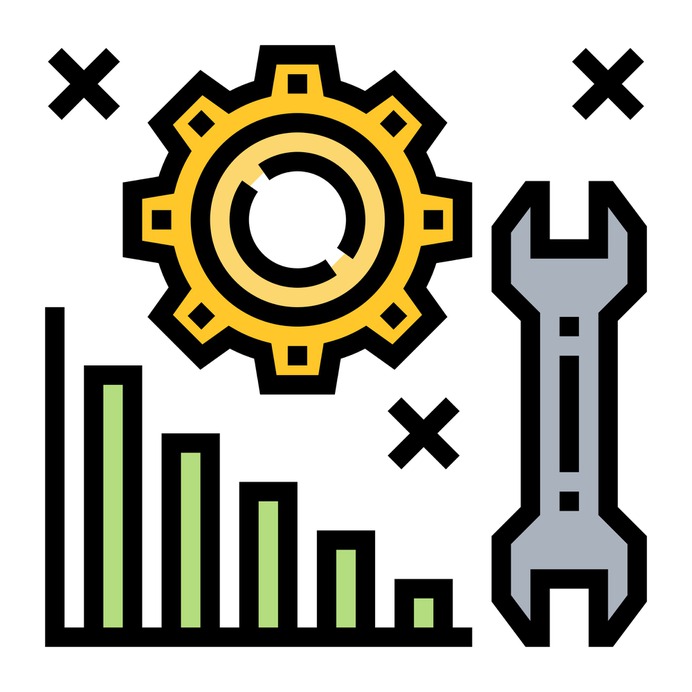 See more icon inspiration related to problem, gear, business and finance, solution, adjustment, bar graph, analysis, graph and wrench on Flaticon.