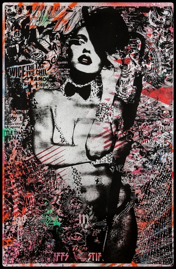 Last Of The Gang Original Canvas | Prefab77 #acrylic #prefab77 #screenprint #punked #up #spraypaint #collage
