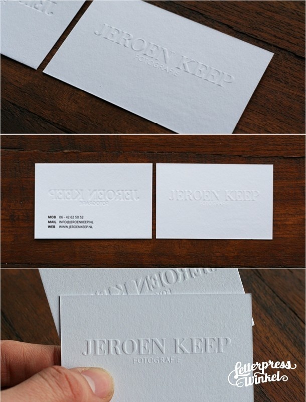 Letterpress embossed logo cards made by Letterpress Winkel The Netherlands