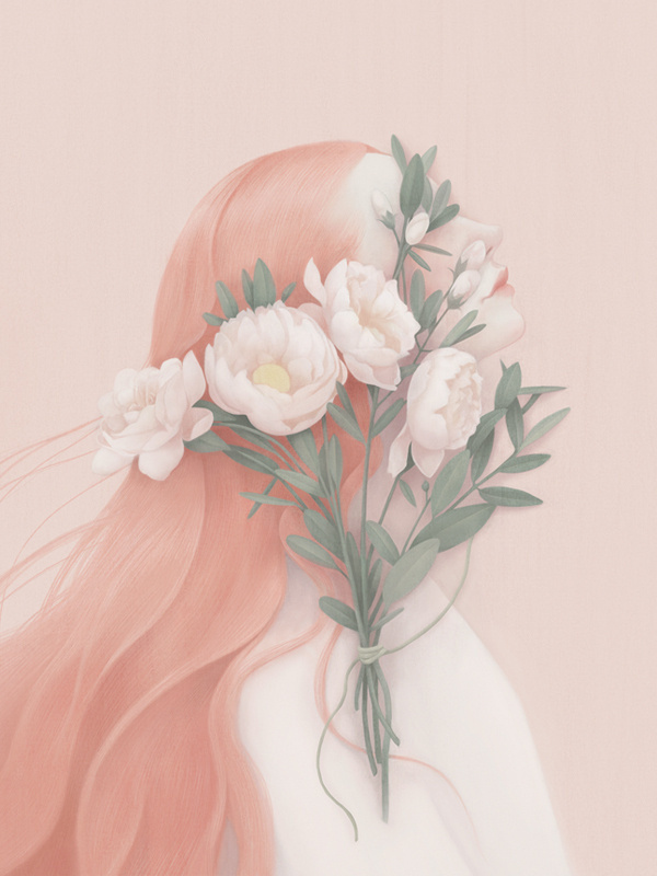 portraits - Hsiao Ron Cheng #rose #design #hair #illustration #painting #art #flower #pastel