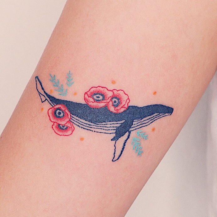 You have poppy flowers and humpback whales!