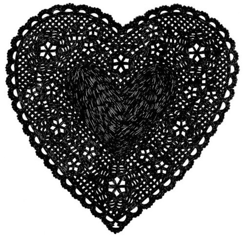 coqueterías - Much Love Black by ashleyg on Etsy #heart #papercut #doily #black