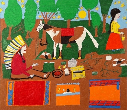 Outsider Folk Art Gallery - Outsider Art | Floretta Emma Warfel | WAF007 | #painting #naive #art