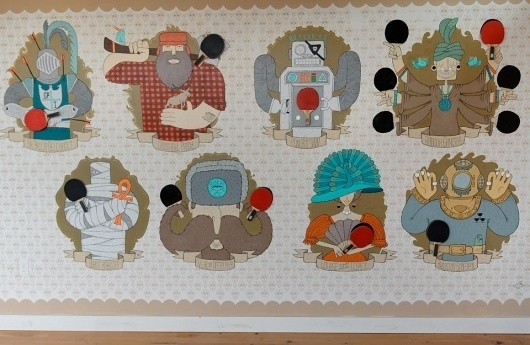 Ping Pong Legends Mural | Jolby & Friends #pattern #mural #jolby #print #pong #portland #screen #illustration #2010 #ping