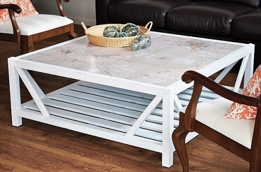 The Painted Hive: Coastal Map Covered Coffee Table #diy #furniture #map