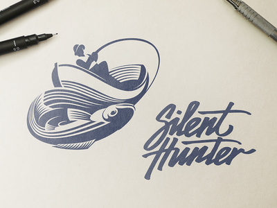 Silent Hunter Logo Design by http://ramotion.com #logo #branding #logodesign #sketch #drawing #ink #pencil #negativespace #ramotion