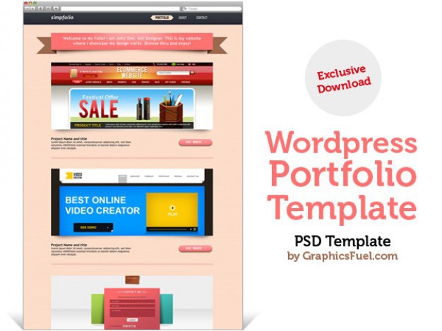 Wordpress portfolio psd template Free Psd. See more inspiration related to Template, Portfolio, Psd, Wordpress and Horizontal on Freepik.