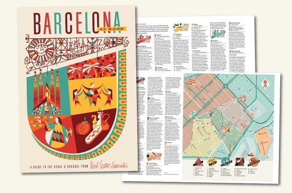 Barcelona At Ease | Herb Lester #illustration #barcelona #travel #map
