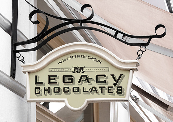 Signs of the Times Legacy Chocolates #lettering #branding #design #chocolate #foodie #exterior #signage #logo #typography