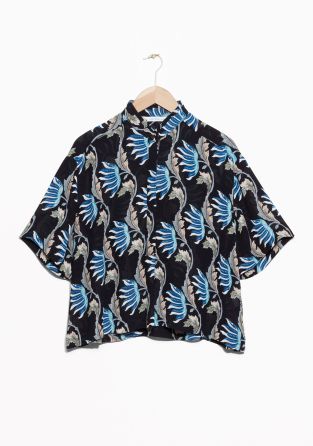 & Other Stories image 1 of Water Lily Stand Up Collar Blouse in Water Lily Print