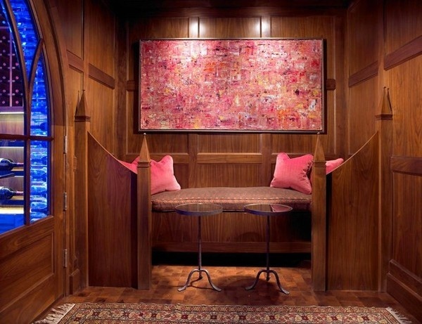 Abstract painting in luxury box in wine cellar #interior #house #artistic #decor #art #paintings #residence