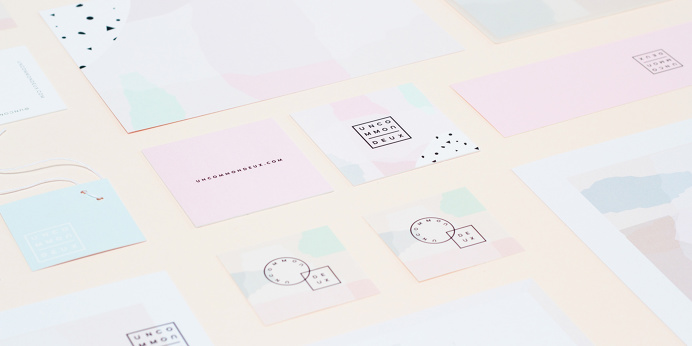 Uncommon deux branding kati forner beautiful minimal mindsparkle mag soft color colors pink baby blue graphic design print letterhead busine