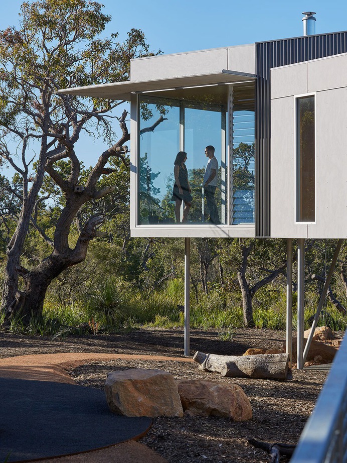 Wilderness House is a Elevated Platform with Large Areas of Glass