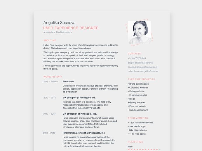 Free Simple Resume Template for Designer