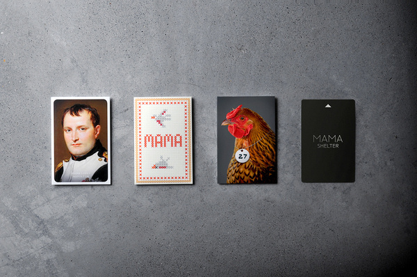Mama Shelter keycard holders #shelter #cross #france #mama #holders #portrait #french #chicken #hotel #keycard #stitch