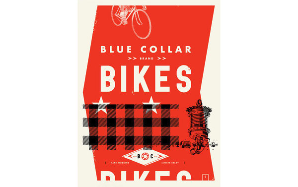 Davies Garage www.mr cup.com #bikes #collar #red #design #graphic #blue #typography