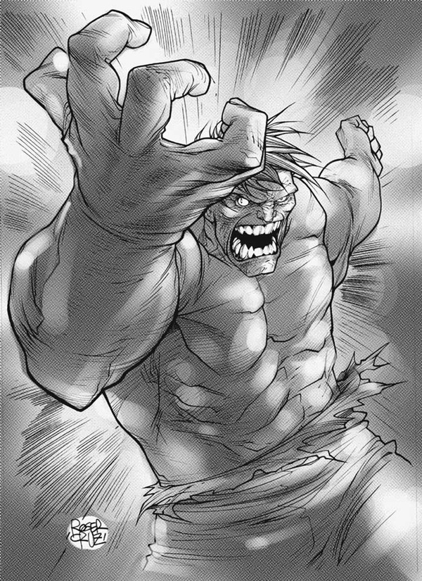 THE HULK BY ROGER CRUZ #hulk #smash #white #perspective #black #comic #hero #illustration #marvel #and #drawing #sketch
