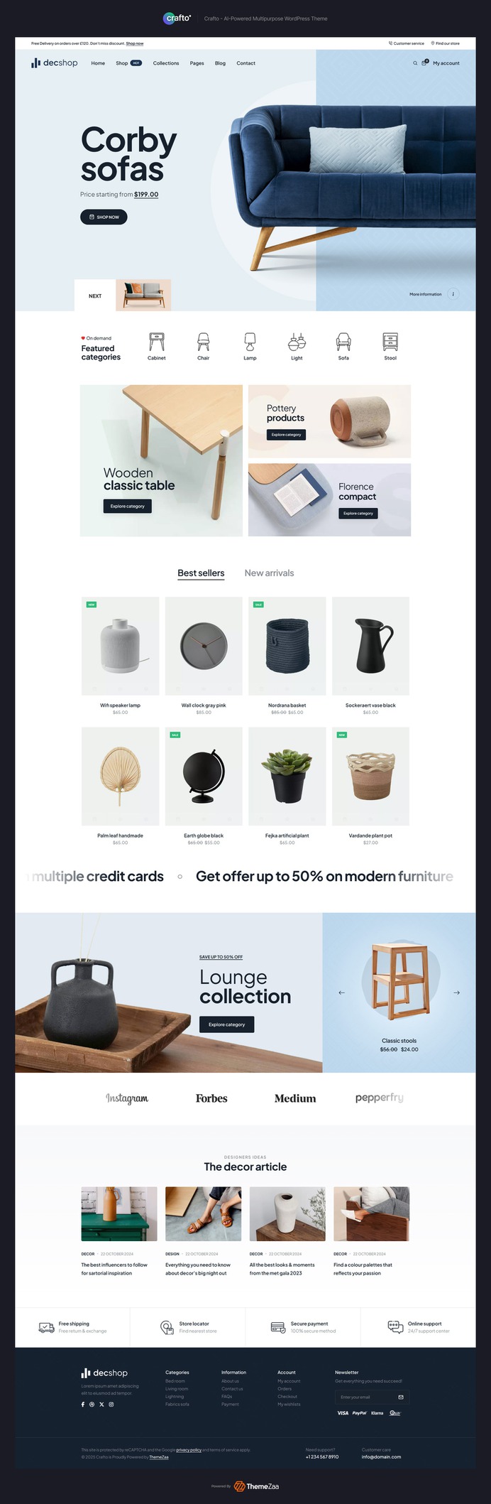 Say hello to the #Decor #Store of #Crafto #WordPress #Theme — where elegance meets #eCommerce.

Crafted for home #décor brands, #interior shops, and lifestyle stores, this theme blends clean aesthetics with conversion-focused design. From curated product grids to smooth navigation, every detail is built to inspire shoppers. Powered by #Elementor and #AI tools, it's as easy to use as it is stunning.

Perfect for brands that believe beauty begins at home.