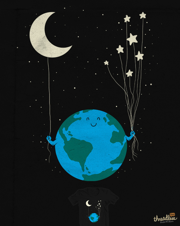 It's been printed! http://www.threadless.com/submission/388624/Under_the_moon_and_stars #illustration #design #graphic