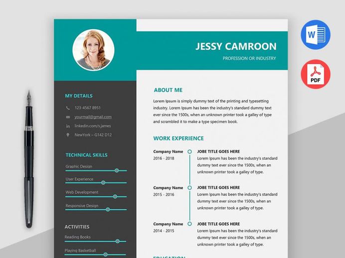 Free Modern Word Resume Template with Professional Look