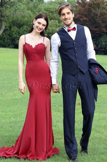 eDressit Spaghetti Straps Burgundy Lace Party Dress Design (00171817)