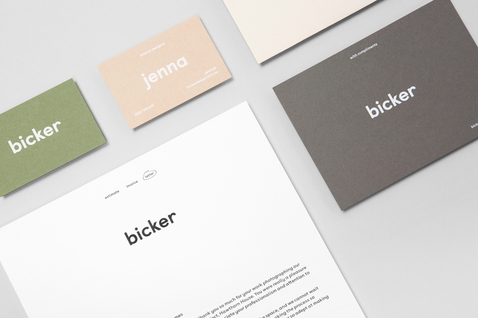 Bicker branding corporate design identity visual minimal beautiful clean nice by Mildred & Duck Australia Melbourne Mindsparkle Mag business