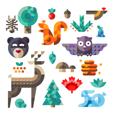 Ff #illustration #geometric #animals