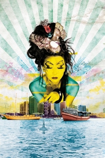 Mathieu Bories Portfolio #fluo #mathieu #asia #colours #landscape #stencil #bories #geisha #collage #japan