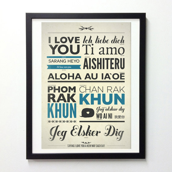 I Love You Typography Poster In Different Language #print #design #neuegraphic #etsy #poster #typography