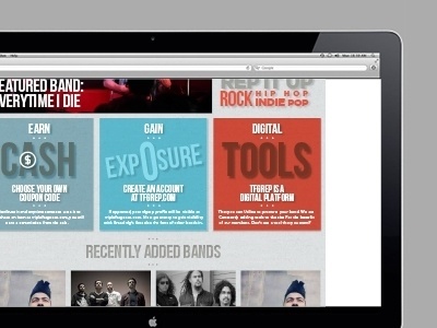 Dribbble - Concept/layout for a music website (In dev) 3 by Jonathan Quintin #red #branding #retro #texture #bebas #website #music #blue #layout