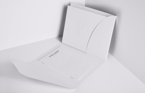 Zaha Hadid Folder #branding #logo #identity #motherdesign #julestardy #architecture #book #blindemboss #print #spread #layout