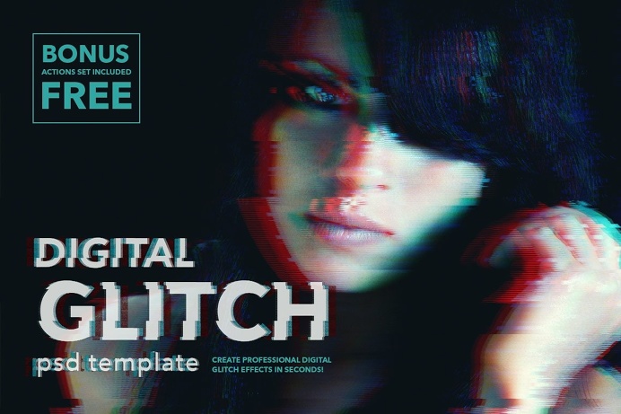 Digital Glitch Effect PSD Templates - Add-Ons - 1