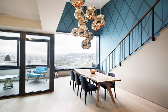 Stylish Penthouse Overlooking Limmat Valley in Zurich #apartment #design #decor #penthouse
