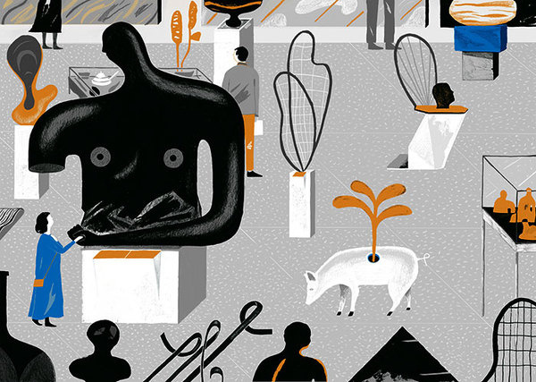 Collecting Art Robert Frank Hunter #orange #black #people #illustration #art