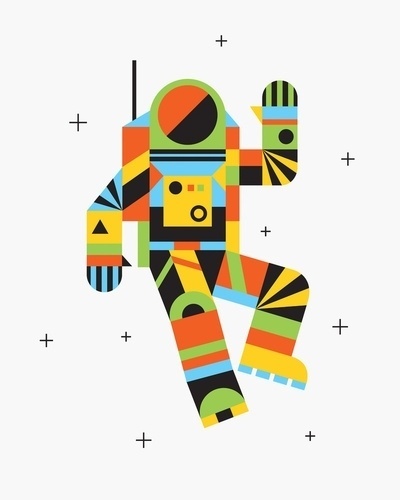 Hello Spaceman Art Print by Brad woodard | Society6 #astronaut #space #illustration #cubism #spaceman