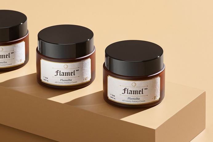 Flamel MD Identity - Mindsparkle Mag minimalist has developed a brand identity and created package designs for a newly launched cosmetic brand Flamel MD. #logo #packaging #identity #branding #design #color #photography #graphic #design #gallery #blog #project #mindsparkle #mag #beautiful #portfolio #designer