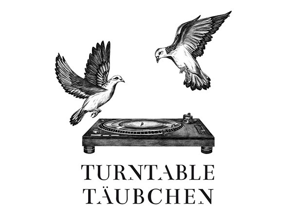 Turntabletäubchen logo & poster on Behance #turntable #biro #wings #partylabel #pigeons #birds #illustration #music #logo #drawing