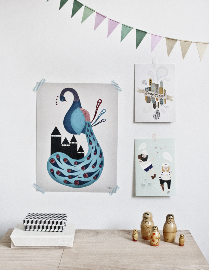 #nordic #design #graphic #illustration #danish #bright #simple #nordicliving #living #interior #kids #room #poster #peacock #blue #bird