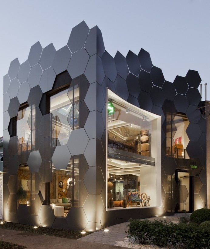 The Uncanny Honeycomb Inspired Estar Móveis Store in Brazil #architecture