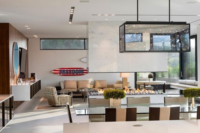 Imposing Oceanfront Home With Broad Views in Sagaponack, New York #design #decor #living #details #fireplace #room