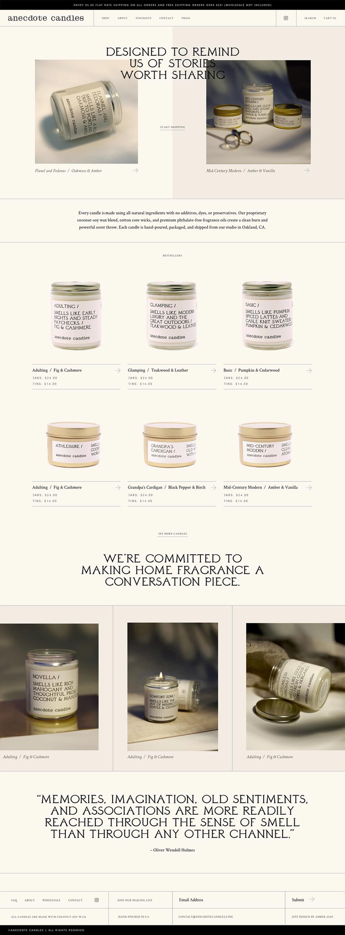 Anecdote Candles Design - Mindsparkle Mag Anecdote Candles is a California based candle company, with a focus on all-natural coconut-soy wax candles. The brands mission is to create meaning conversations around fragrances that remind people of very specific memories. #packaging #identity #branding #design #color #photography #graphic #design #gallery #blog #project #mindsparkle #mag #beautiful #portfolio #designer