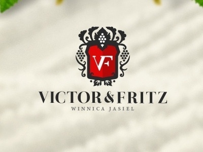 Dribbble - Victor Fritz by element media #crown #vine #wine #grape #heraldic #logo