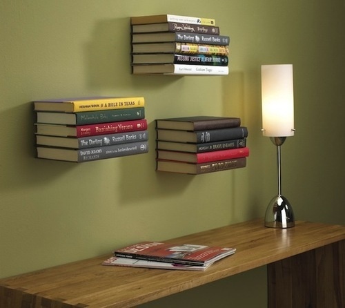 CJWHO ™ (Invisible Bookshelf For an ultra minimal look,...) #design #books #interiors #ideas #minimal #invisible #clever #bookshelf