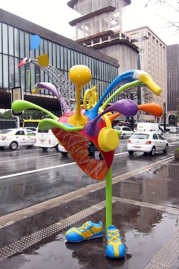 Creative phone booth in Sao Paulo #phone #public #booth #art #street #exterior #telephone