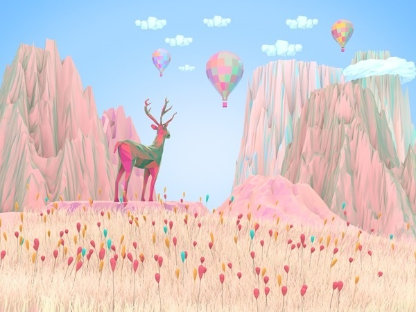 Robinsson Cravents, Nature Dreamy #deer #sky #illustration #nature #flowers