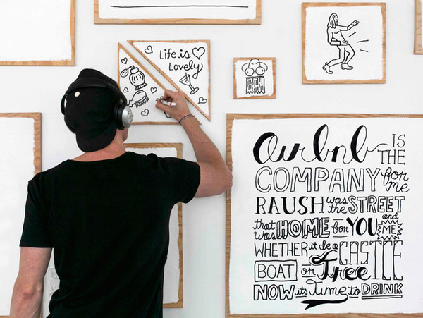 Timothy Goodman: Airbnb Installation / on Design Work Life #goodman #illustration #timothy #drawing #typography