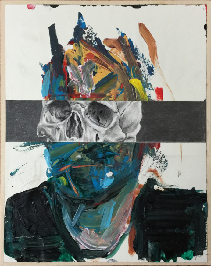 Untitled (Split 1) #art #illustration #painting #acrylic #graphite #skull
